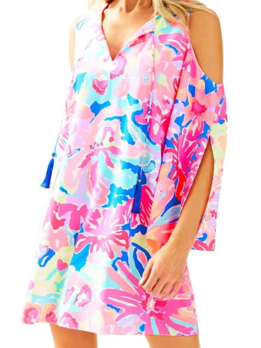Lilly Pulitzer Benicia Open Shoulder Tunic Dress - Multi Playa Hermosa Size Med